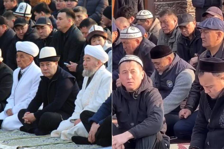 Sadir Japarov va Qamchibek Tashiyev hayit namozini ado etdi (video)